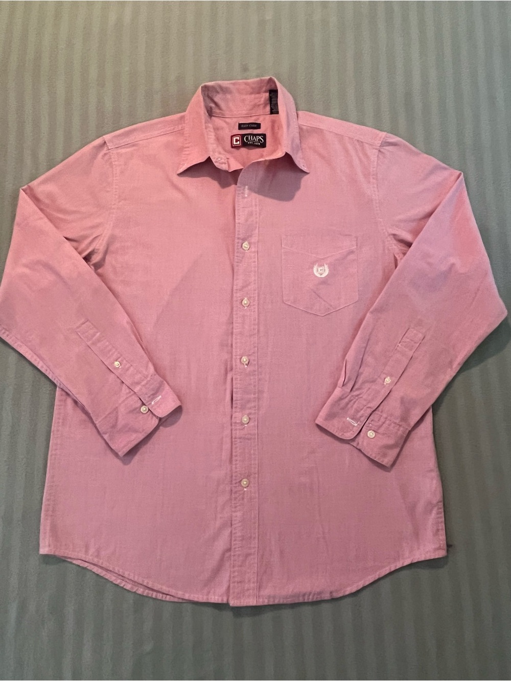 Chaps Men's Pink Long-Sleeve Button-Down Dress Shirt